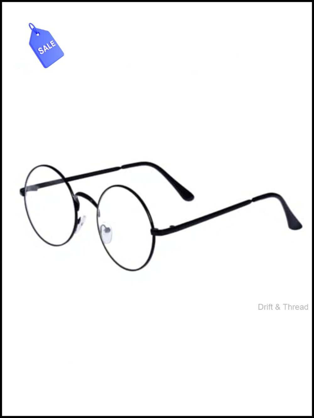 Oversized Round Metal Frame Clear Lens Glasses